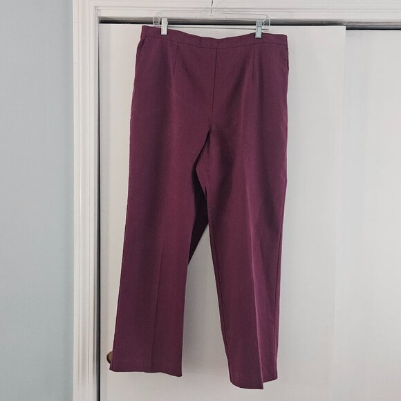 Alfred Dunner 18W Maroon Cranberry Elastic Waist Pull On Comfort Dress Pants - Picture 1 of 6